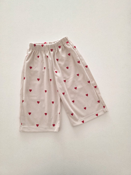 Toddler F25 Heart Embroidery Pull-on Pants (1-6y)- Ivory - AT NOON STORE