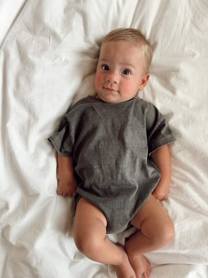 Baby Garment-Dyed T-Shirt Romper (3-18m) - 4 Colors