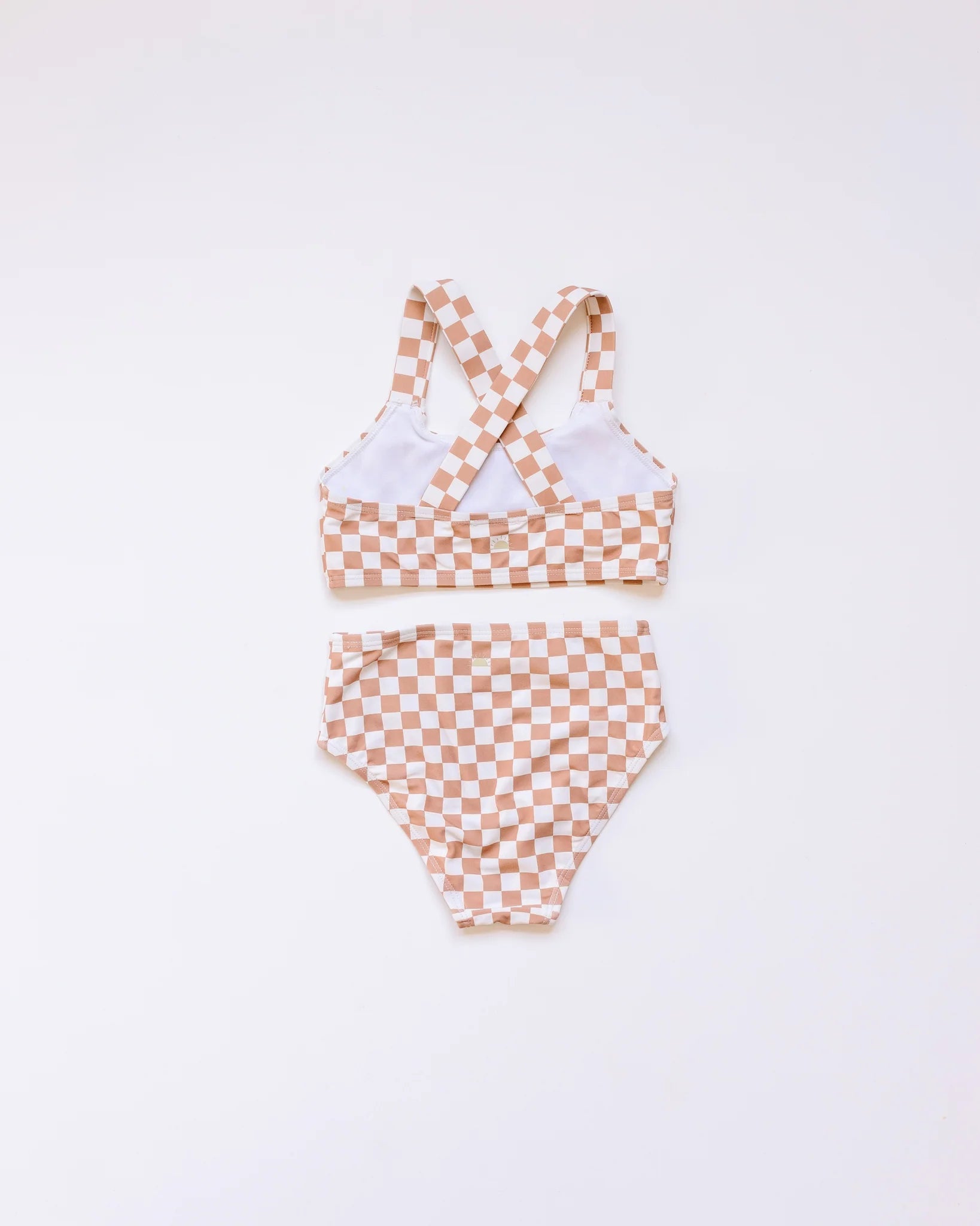 Girl's Basic Bikini | Tan Checkered (0-5y) - AT NOON STORE