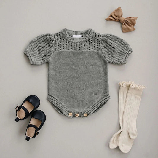 Sage Knit Shirt Romper (3 - 18m) kids outfit