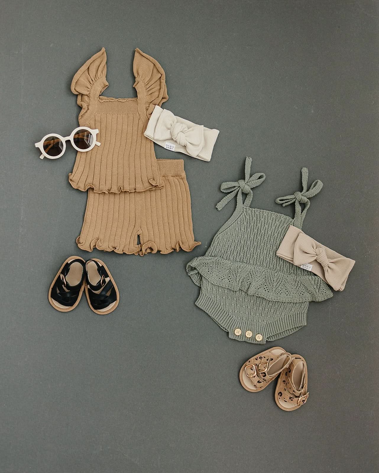 Sage Ruffle Knit Bubble Romper (3 - 18m) kids outfit