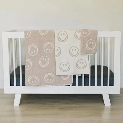 Smiley Taupe Plush Blanket kids outfit