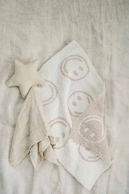 Smiley Taupe Plush Blanket kids outfit