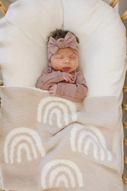 Taupe Rainbow Plush Blanket kids outfit