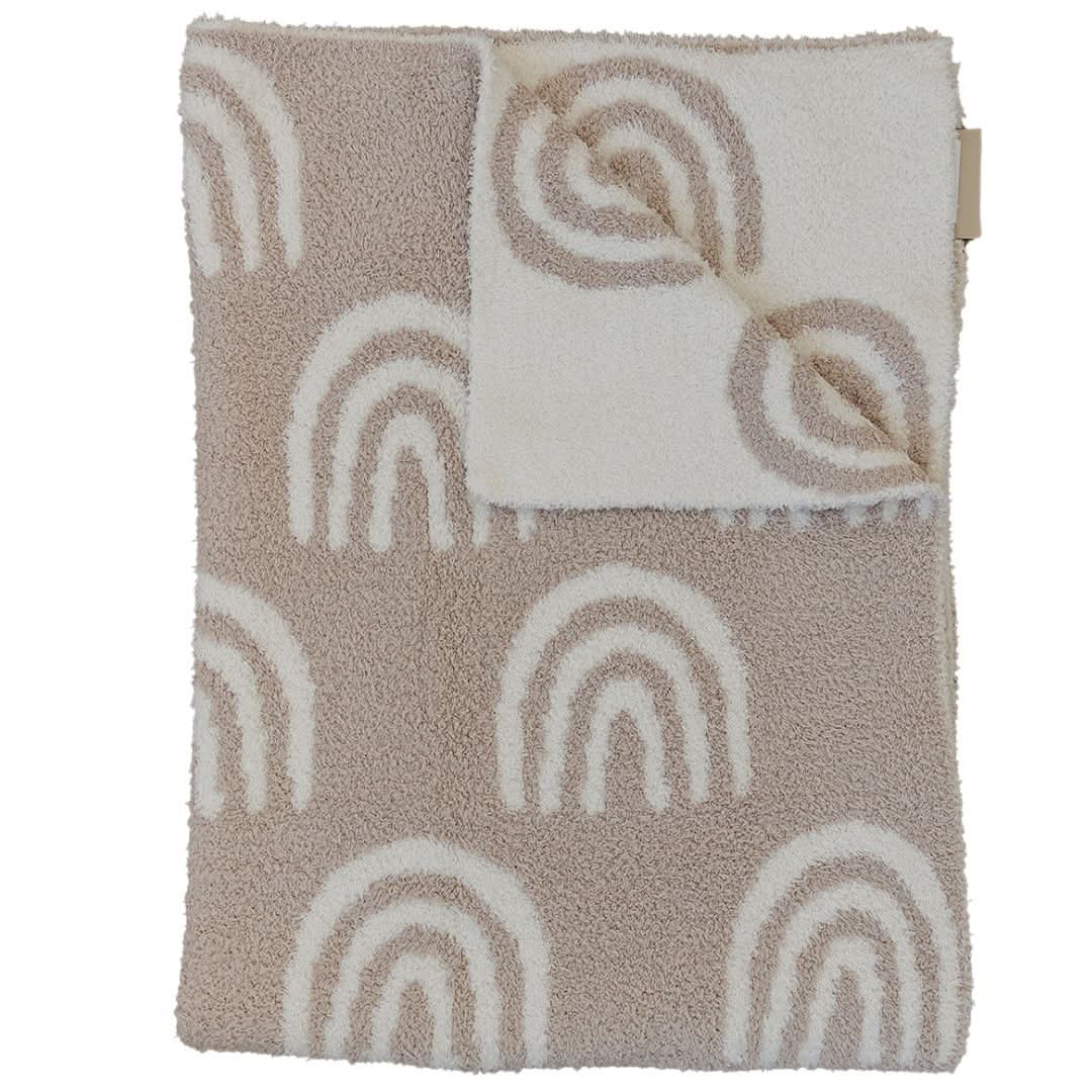 Taupe Rainbow Plush Blanket kids outfit
