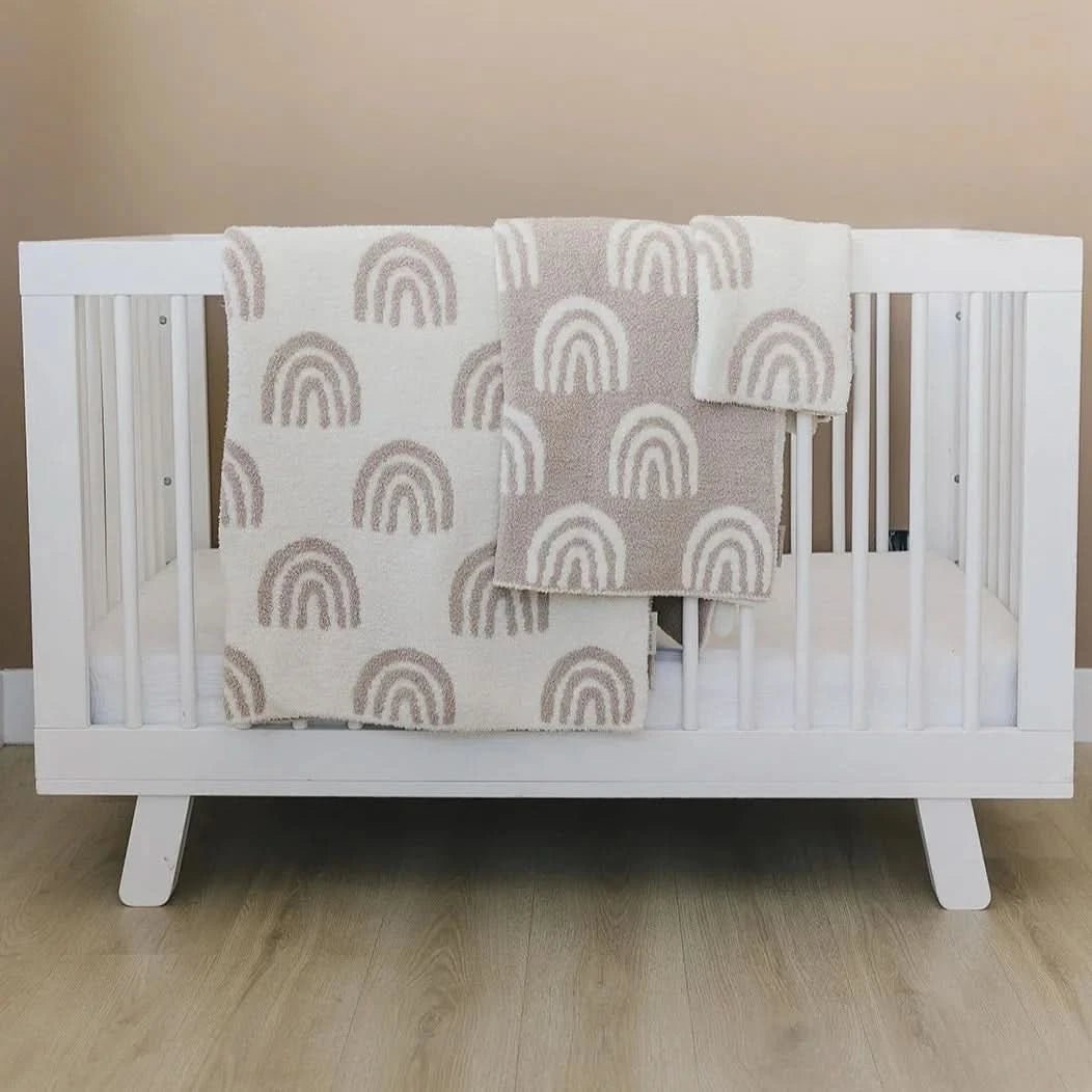 Taupe Rainbow Plush Blanket kids outfit
