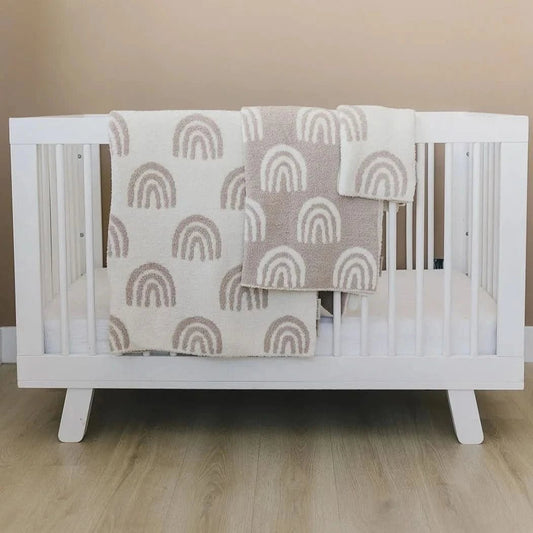 Taupe Rainbow Plush Blanket kids outfit