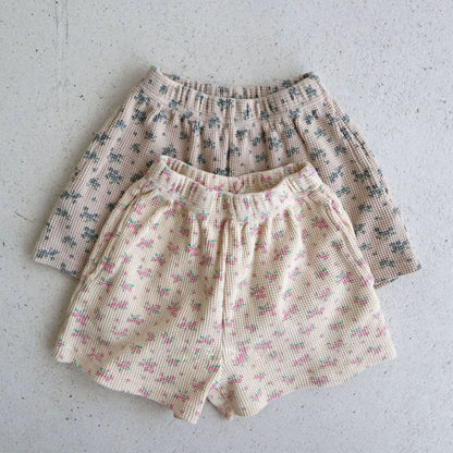 Toddler All - over Floral Print Waffle Shorts (15m - 7y) - 2 Colors kids outfit