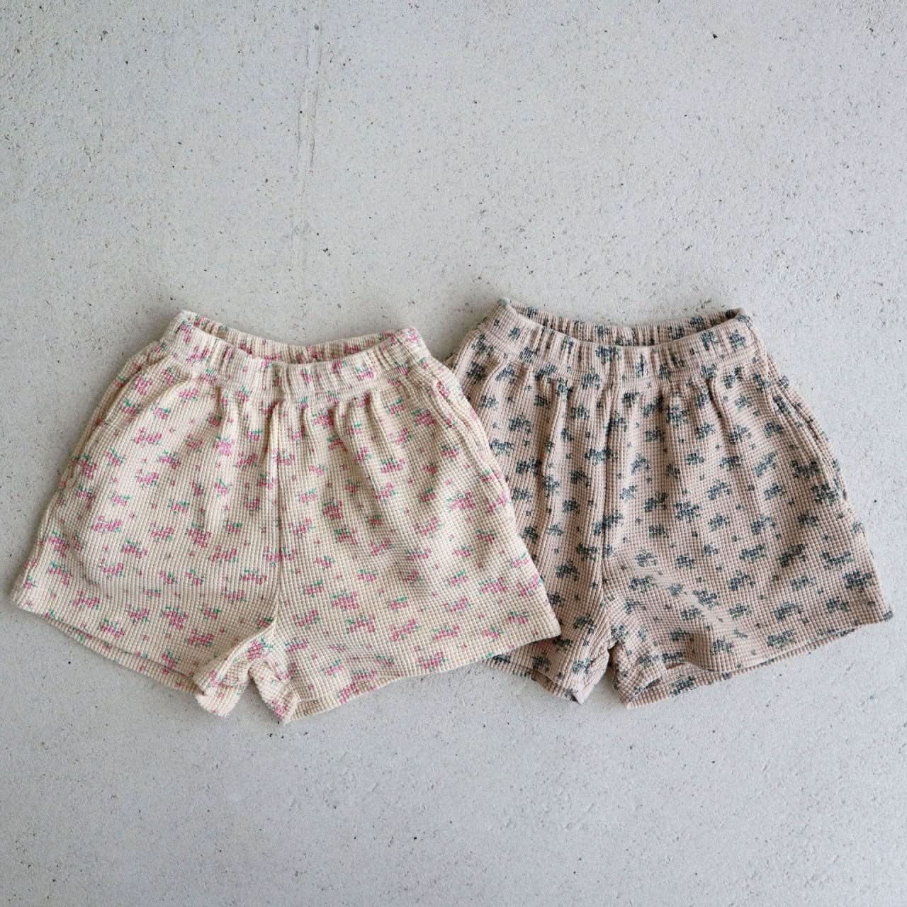 Toddler All - over Floral Print Waffle Shorts (15m - 7y) - 2 Colors kids outfit