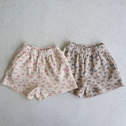 Toddler All - over Floral Print Waffle Shorts (15m - 7y) - 2 Colors kids outfit