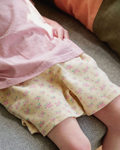 Toddler All - over Floral Print Waffle Shorts (15m - 7y) - 2 Colors kids outfit
