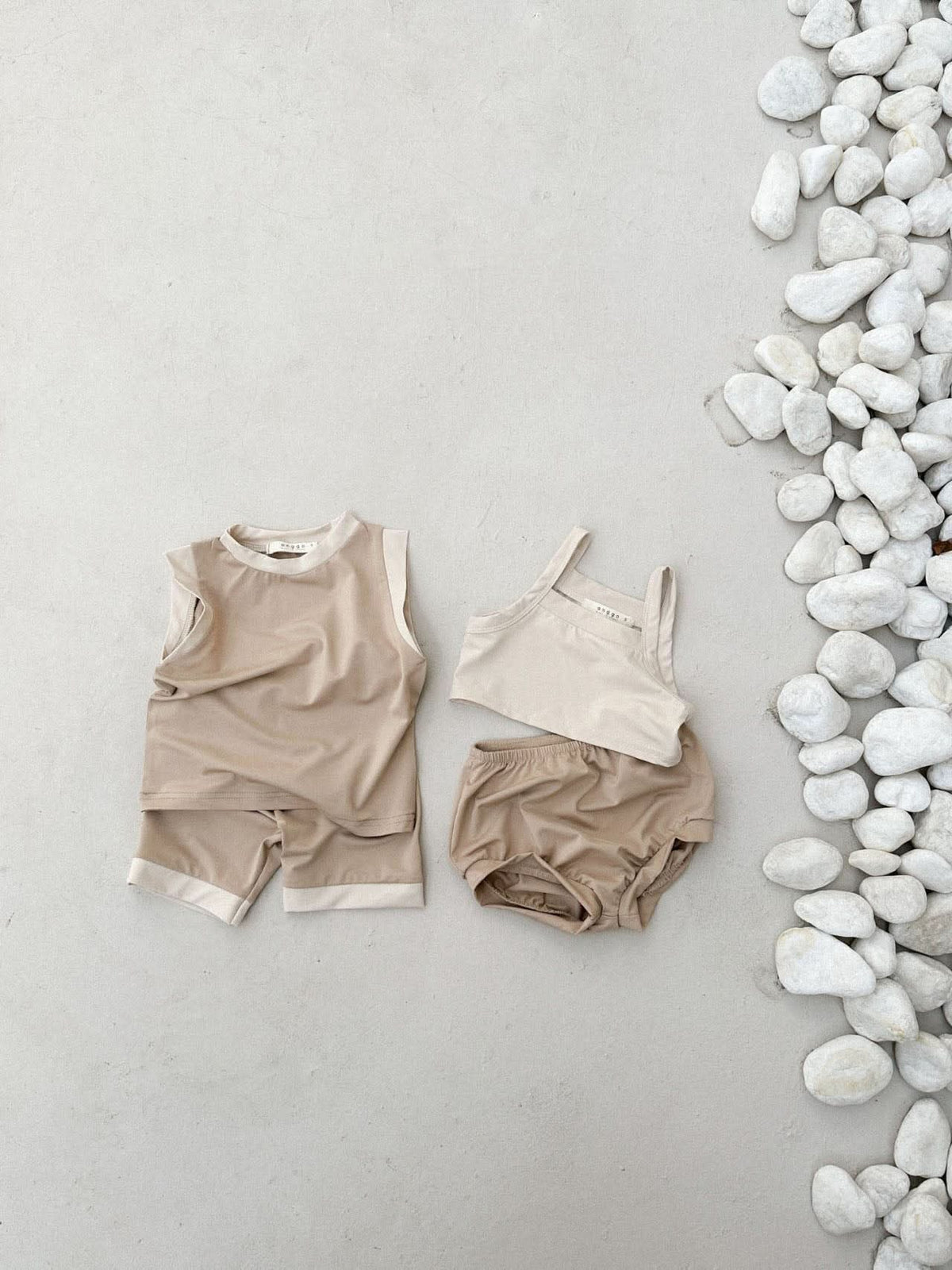 Toddler Anggo Basic Sleeveless Rash Top and Shorts Set - 2 Colors kids outfit