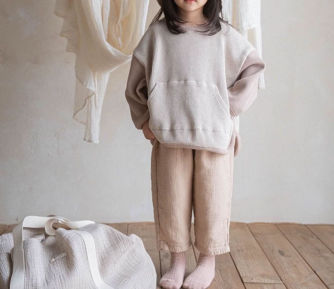 Toddler Anggo Kangaroo Pocket Waffle Top (1 - 6y) - 2 Colors kids outfit