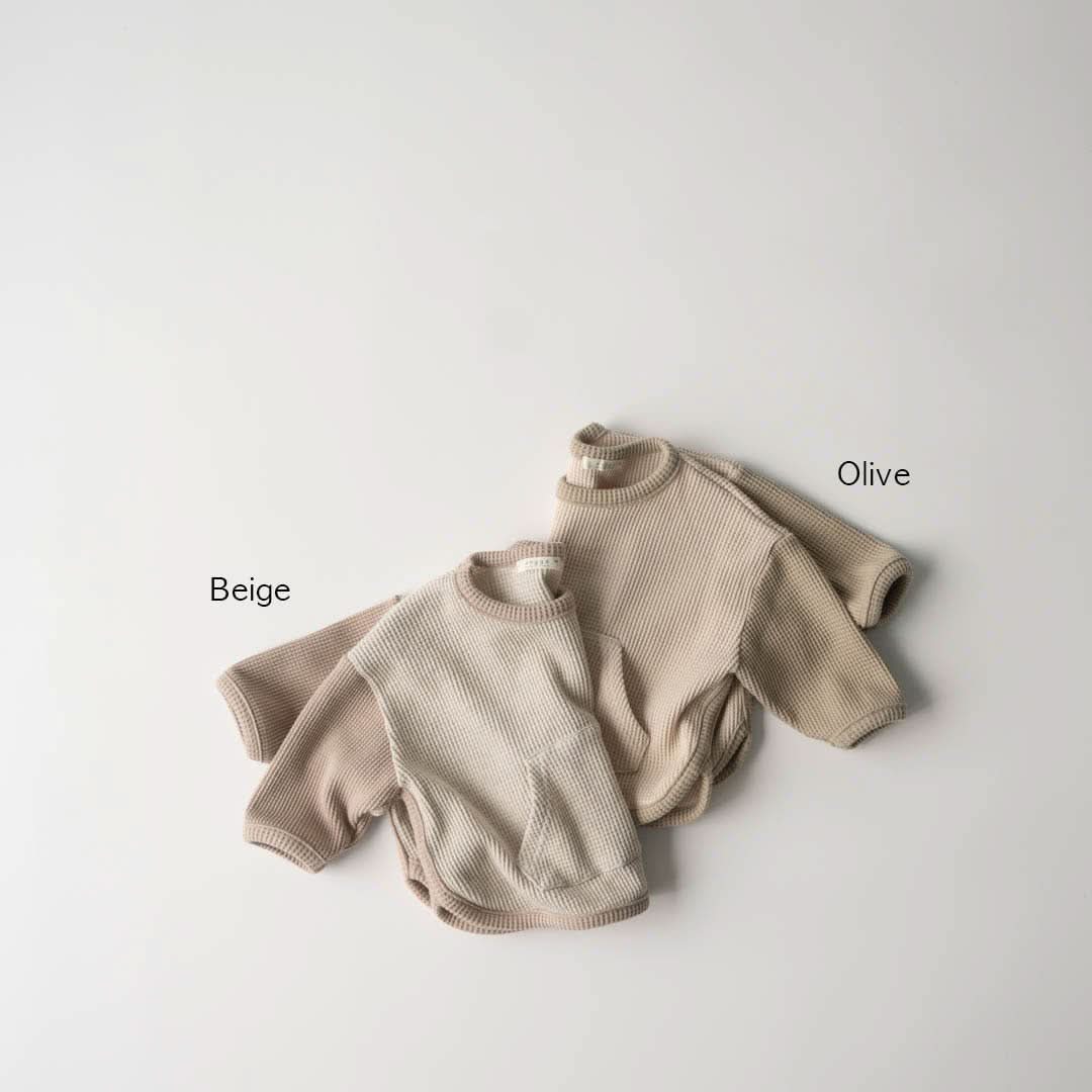 Toddler Anggo Kangaroo Pocket Waffle Top (1 - 6y) - 2 Colors kids outfit