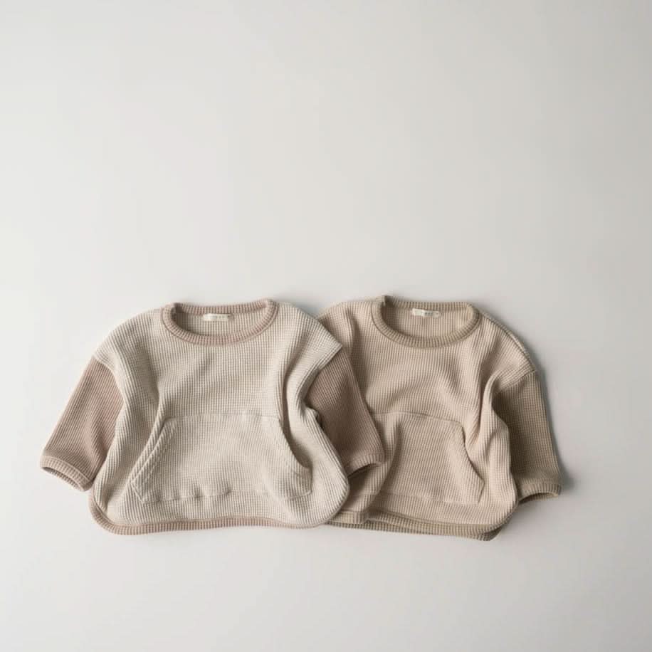 Toddler Anggo Kangaroo Pocket Waffle Top (1 - 6y) - 2 Colors kids outfit