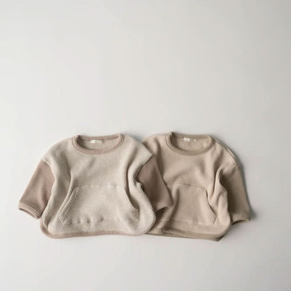 Toddler Anggo Kangaroo Pocket Waffle Top (1 - 6y) - 2 Colors kids outfit