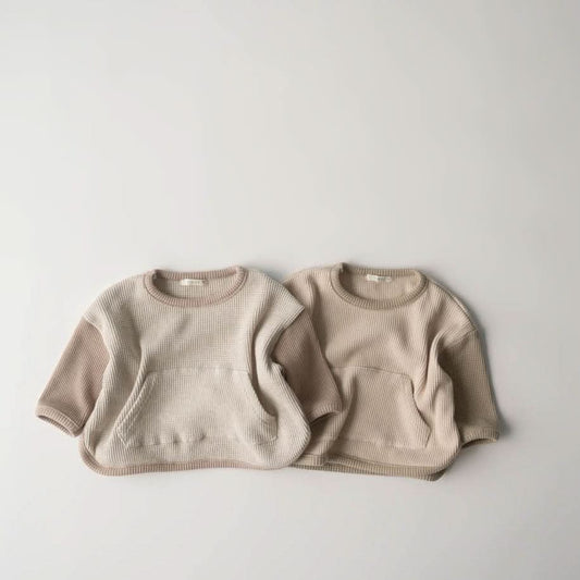 Toddler Anggo Kangaroo Pocket Waffle Top (1 - 6y) - 2 Colors kids outfit