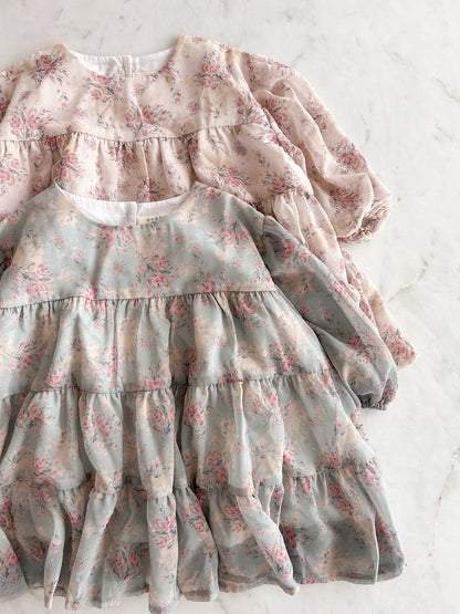 Toddler Anggo SP26 Floral Balloon Sleeve Chiffon Dess(1 - 6y) - 2 Colors - AT NOON STORE