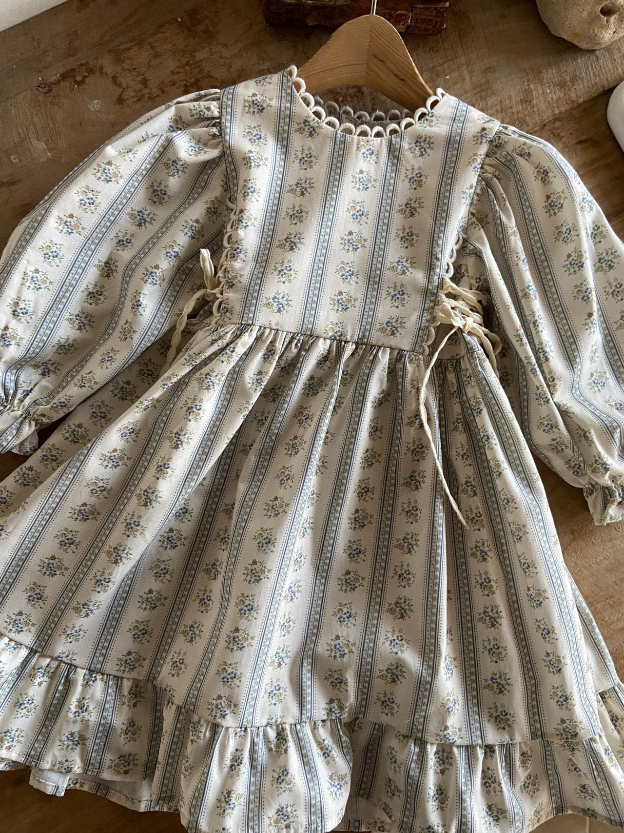 Toddler Ann SP26 Floral Puff Sleeve Dress (1 - 5y) - Floral Ivory kids outfit