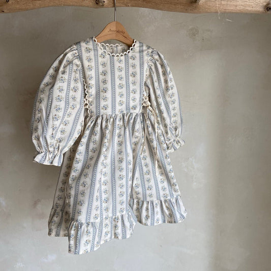 Toddler Ann SP26 Floral Puff Sleeve Dress (1 - 5y) - Floral Ivory kids outfit