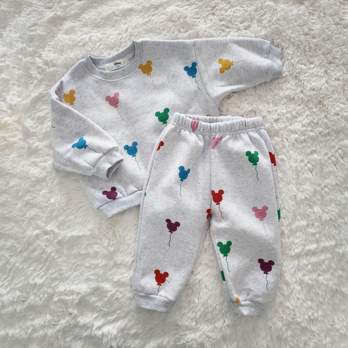 Toddler Balloon Print Brushed Cotton Sweatshirt and Jogger Pants Set (15m - 7y) - 2 Colors kids outfit
