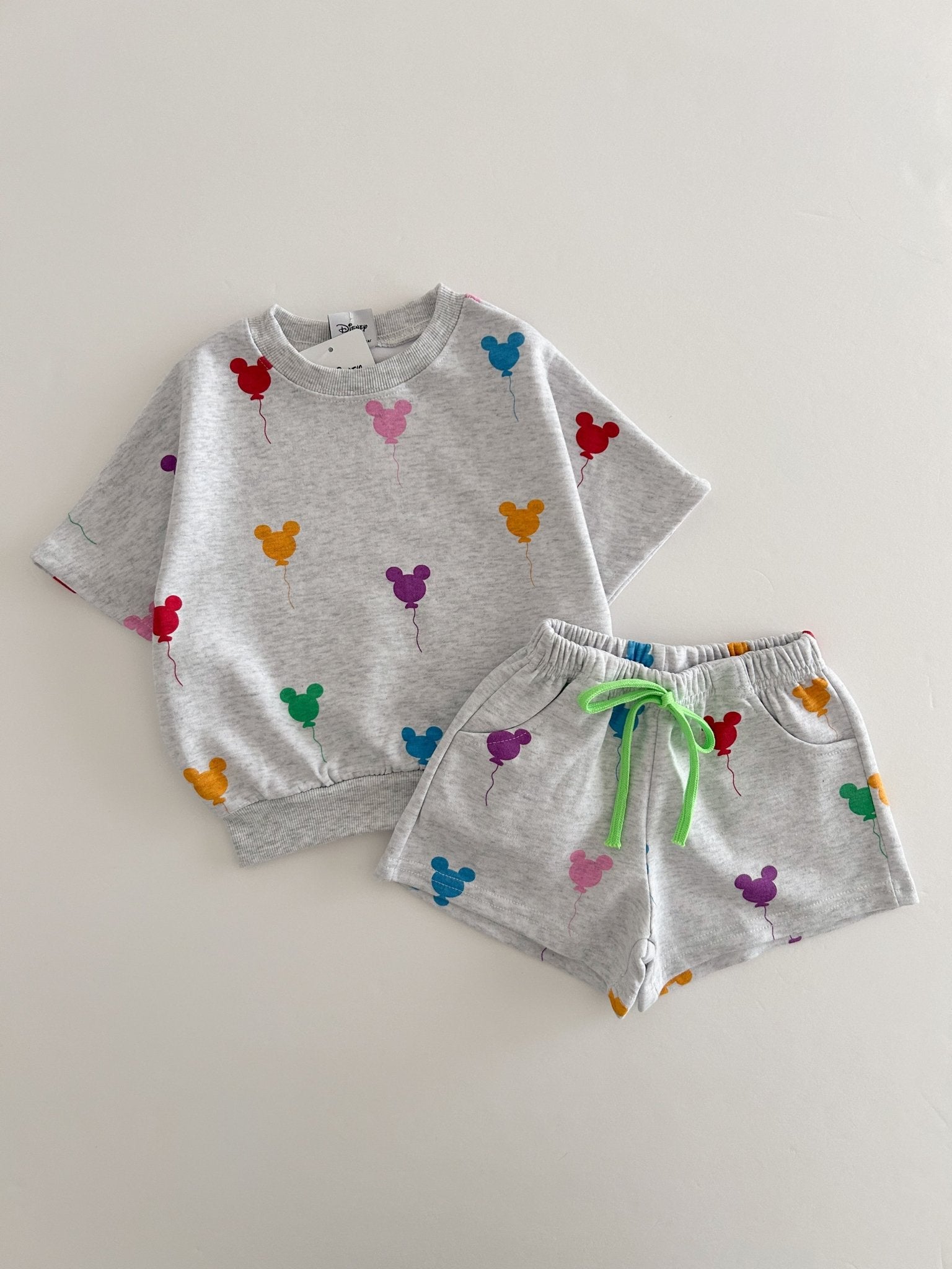 Toddler Balloon Print Short Sleeve Sweatshirt and Shorts Set (1 - 6y) - 2 Colors - AT NOON STORE