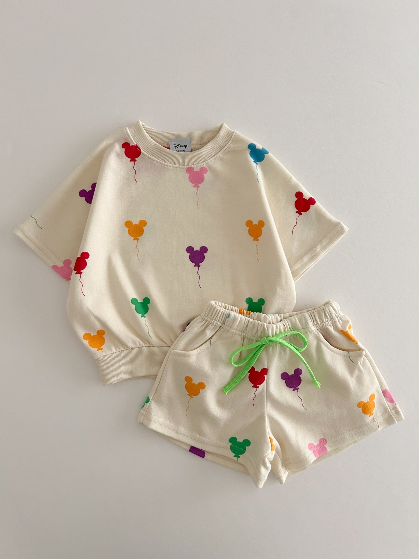 Toddler Balloon Print Short Sleeve Sweatshirt and Shorts Set (1 - 6y) - 2 Colors - AT NOON STORE