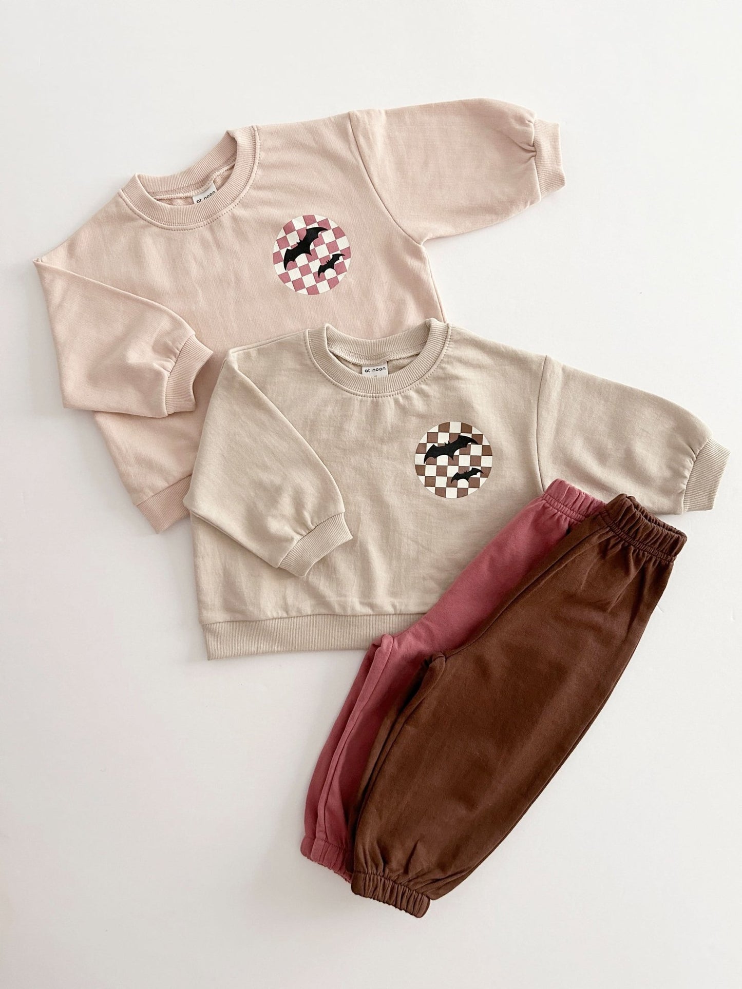 Toddler Bat Graphic Print Sweatshirt & Jogger Pants Set (6m - 6y) - Brown kids outfit