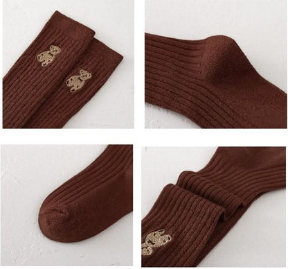 Toddler Bear Embroidery Knee Socks (1 - 6y) - 4 Colors kids outfit
