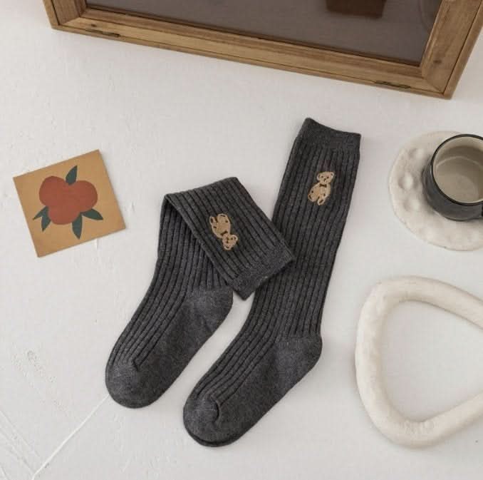 Toddler Bear Embroidery Knee Socks (1 - 6y) - 4 Colors kids outfit