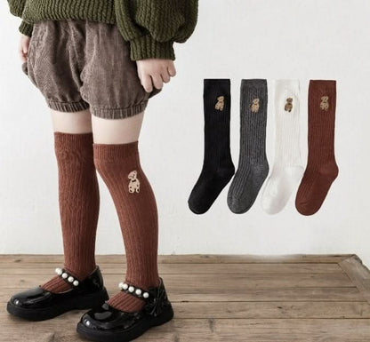 Toddler Bear Embroidery Knee Socks (1 - 6y) - 4 Colors kids outfit