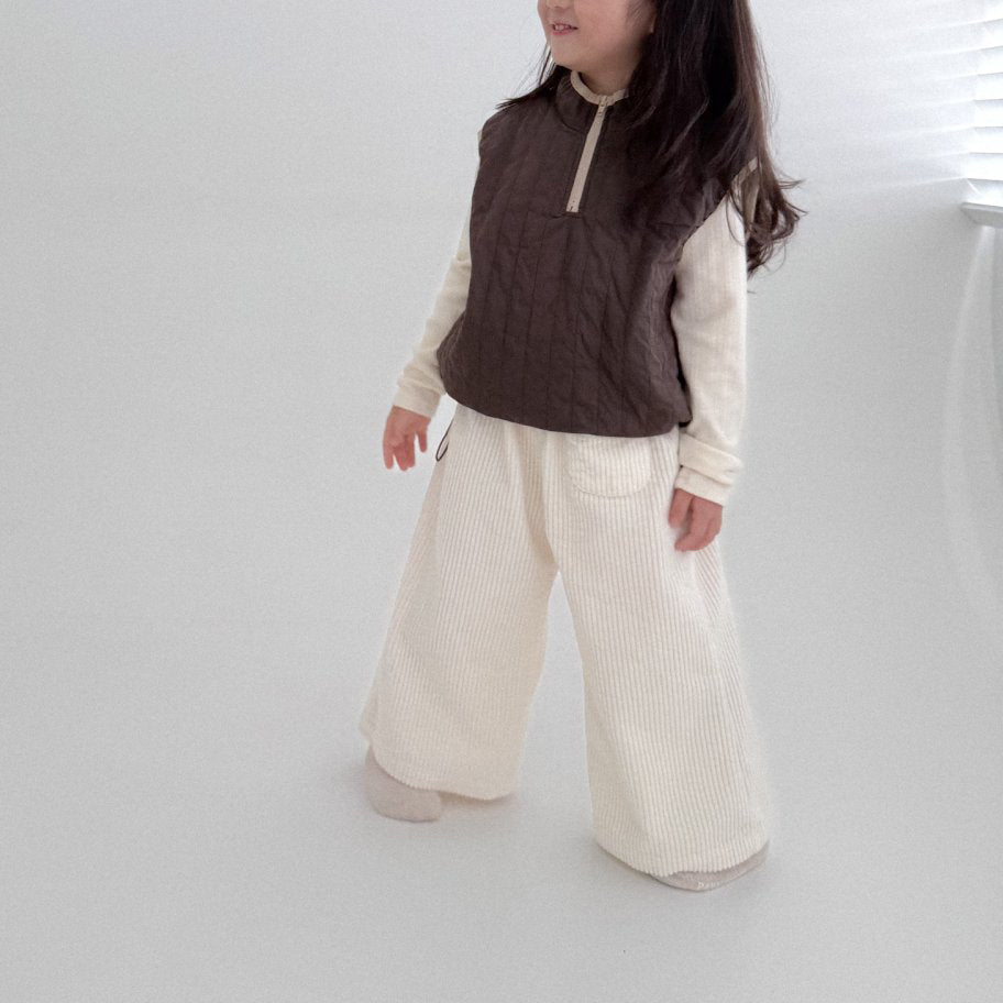 Toddler Bella F25 Adjustable Hem Half Zip Quilted Vest (1 - 6y) - 2 Colors kids outfit