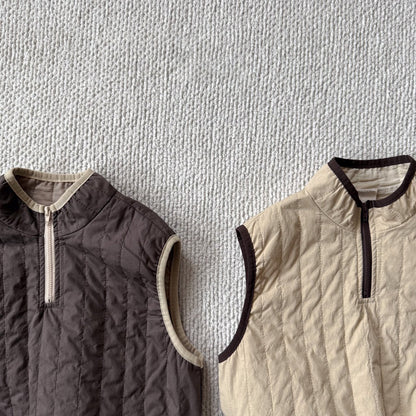 Toddler Bella F25 Adjustable Hem Half Zip Quilted Vest (1 - 6y) - 2 Colors kids outfit