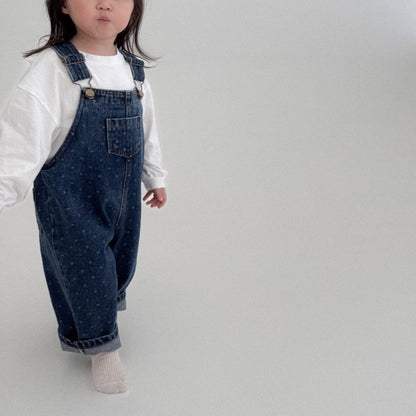 Toddler Bella F25 Polka Dot Overalls (1 - 6y) - Denim kids outfit