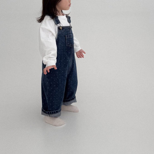 Toddler Bella F25 Polka Dot Overalls (1 - 6y) - Denim kids outfit