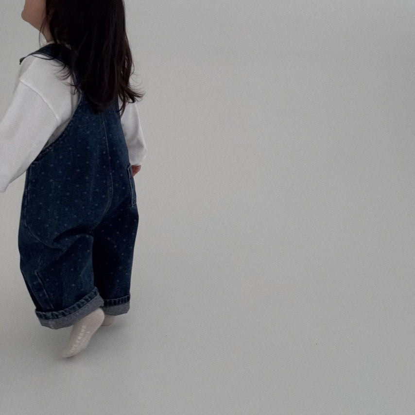 Toddler Bella F25 Polka Dot Overalls (1 - 6y) - Denim kids outfit