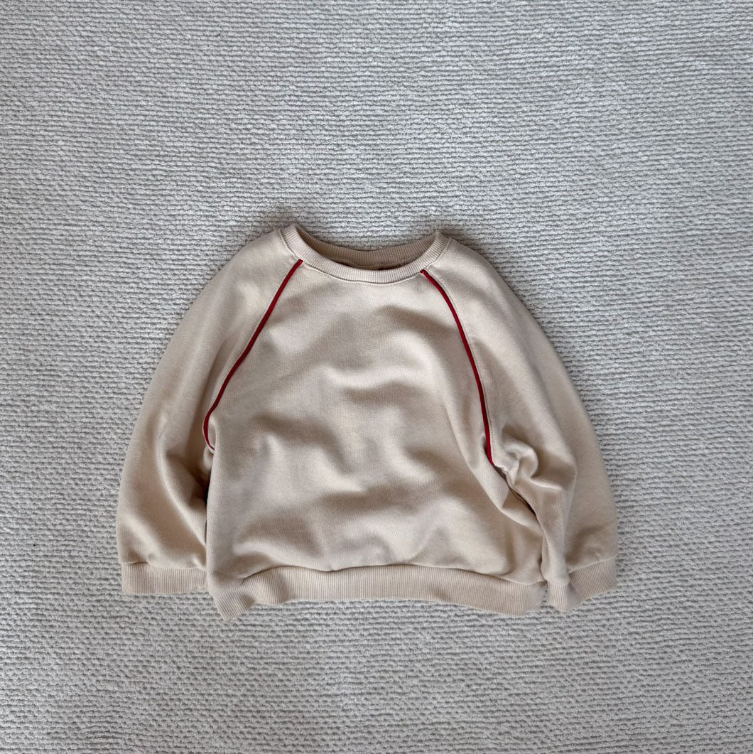 Toddler Bella F25 Raglan Line Long Sleeve Sweatshirt (1 - 6y) - Ivory kids outfit