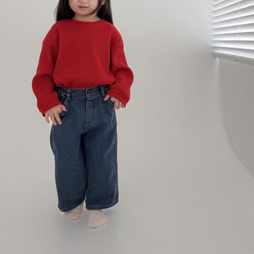 Toddler Bella F25 Stitch Detail Denim Pants (1 - 6y) - Denim kids outfit