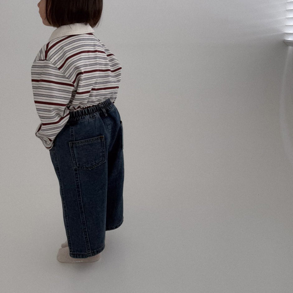 Toddler Bella F25 Stitch Detail Denim Pants (1 - 6y) - Denim kids outfit