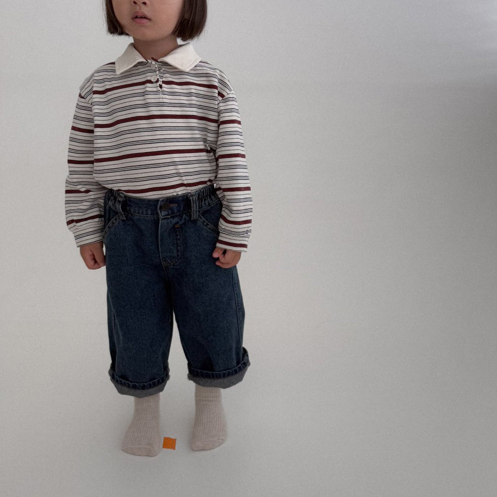 Toddler Bella F25 Stitch Detail Denim Pants (1 - 6y) - Denim kids outfit