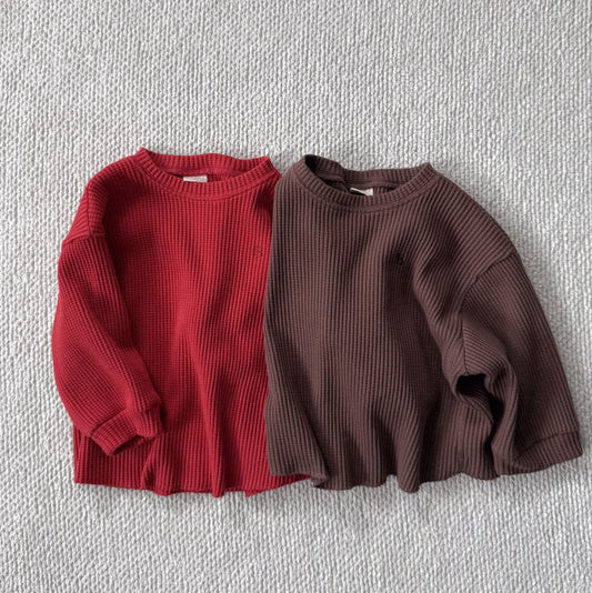 Toddler Bella F25 Waffle Long Sleeve Top (1 - 6y) - 2 Colors kids outfit