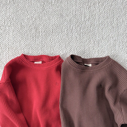 Toddler Bella F25 Waffle Long Sleeve Top (1 - 6y) - 2 Colors kids outfit
