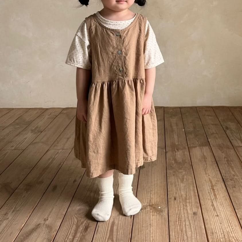 Toddler Bella Sleeveless Button Dress (6m - 2y) - 2 Colors kids outfit