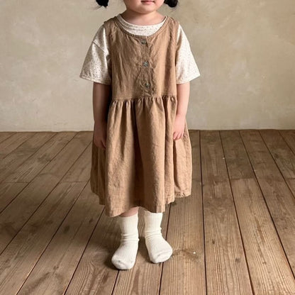 Toddler Bella Sleeveless Button Dress (6m - 2y) - 2 Colors kids outfit