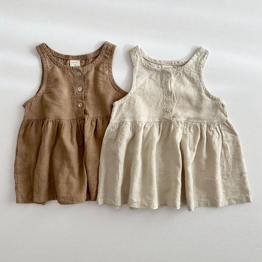 Toddler Bella Sleeveless Button Dress (6m - 2y) - 2 Colors kids outfit