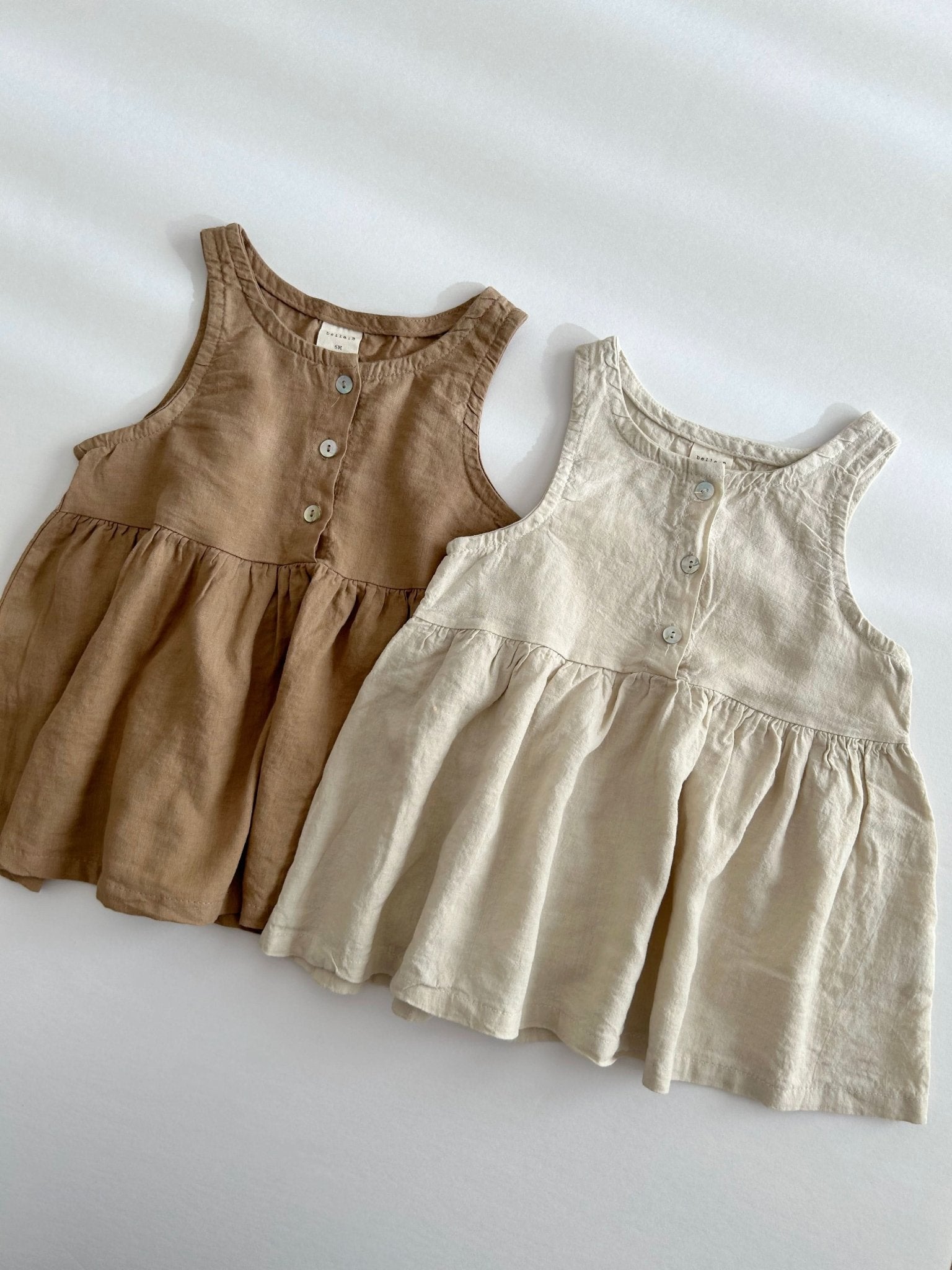 Toddler Bella Sleeveless Button Dress (6m - 2y) - 2 Colors kids outfit