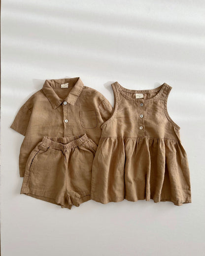 Toddler Bella Sleeveless Button Dress (6m - 2y) - 2 Colors kids outfit