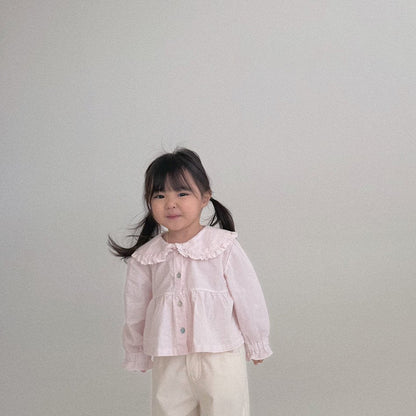 Toddler Bella SP26 Frill Collar Button Up Shirt (1 - 6y) - 2 Colors - AT NOON STORE