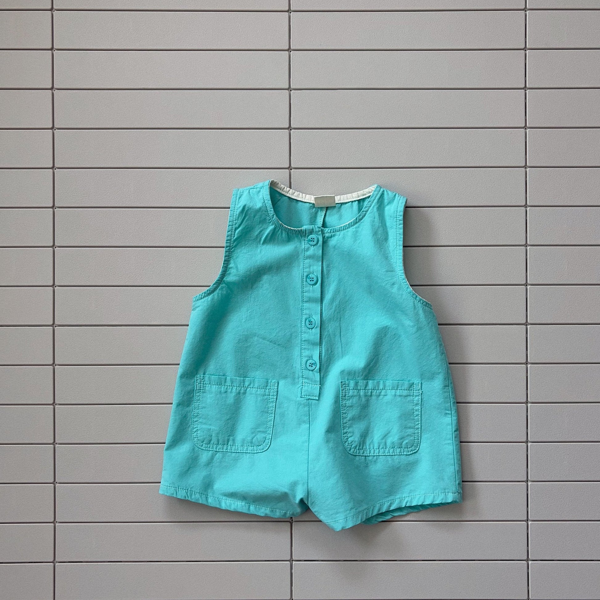 Toddler Bella SS26 Button Front Jumpsuit (1 - 6y) - Aqua Blue kids outfit