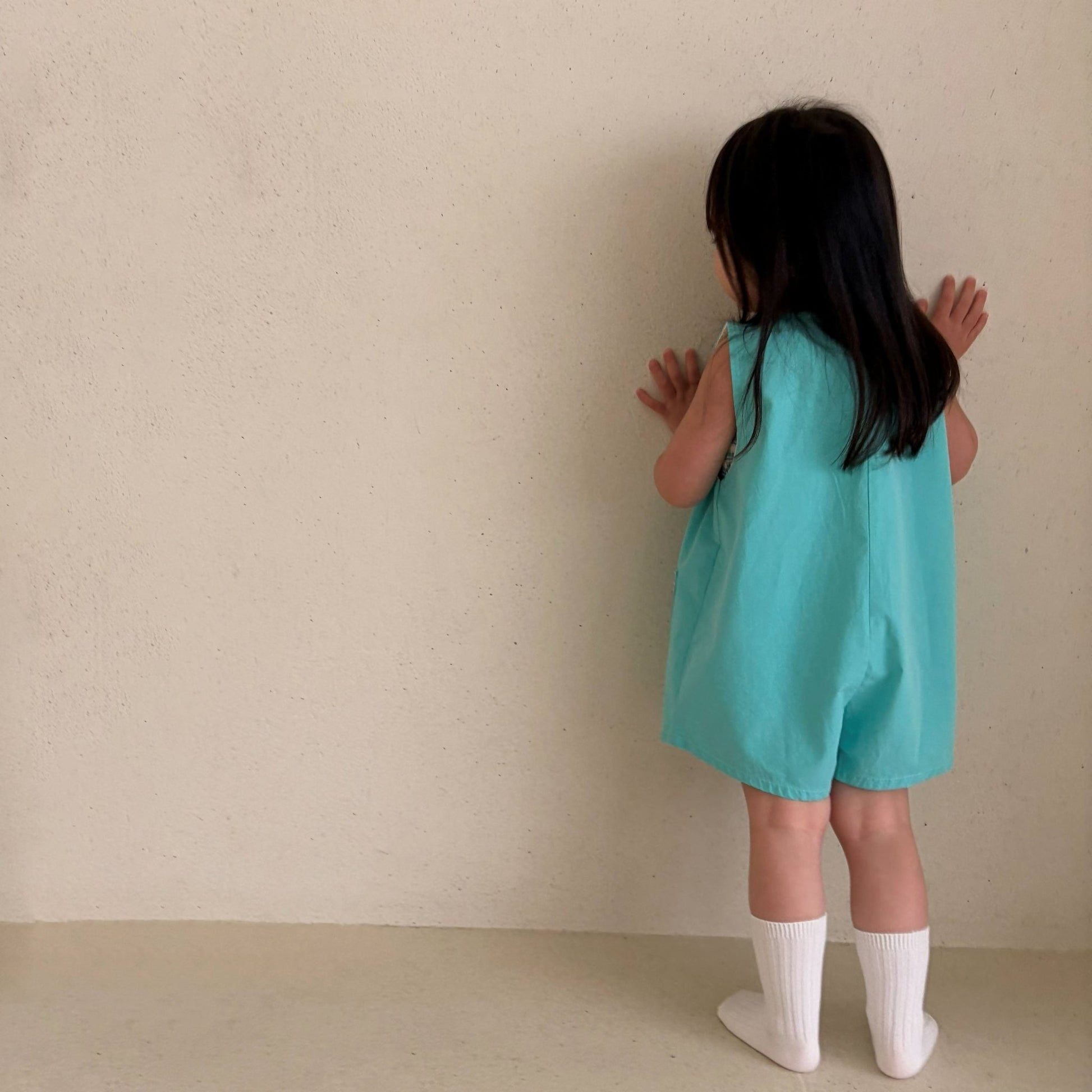 Toddler Bella SS26 Button Front Jumpsuit (1 - 6y) - Aqua Blue kids outfit